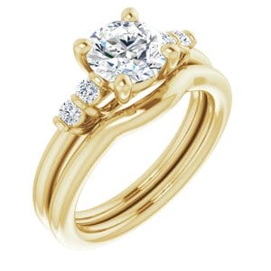 Rings 14K Yellow  7 mm Round Engagement Ring Mounting