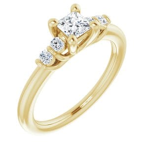 Rings 10K Yellow  4 mm Square Engagement Ring Mounting