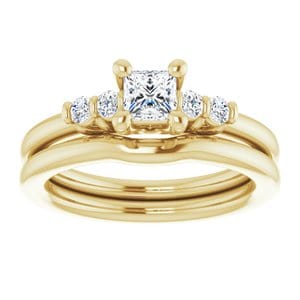 Rings 10K Yellow  4 mm Square Engagement Ring Mounting