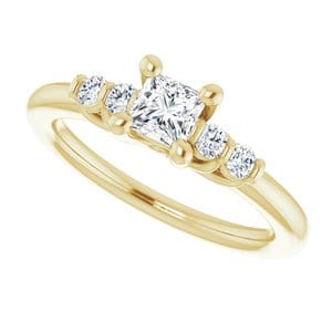 Rings 10K Yellow  4 mm Square Engagement Ring Mounting