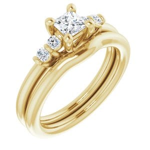 Rings 10K Yellow  4 mm Square Engagement Ring Mounting