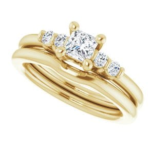 Rings 10K Yellow  4 mm Square Engagement Ring Mounting