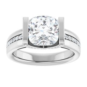 Rings 14K White  8 mm Cushion Engagement Ring Mounting