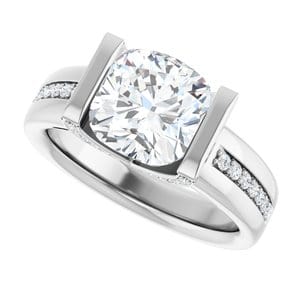 Rings 14K White  8 mm Cushion Engagement Ring Mounting