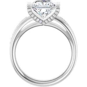 Rings 14K White  8 mm Cushion Engagement Ring Mounting