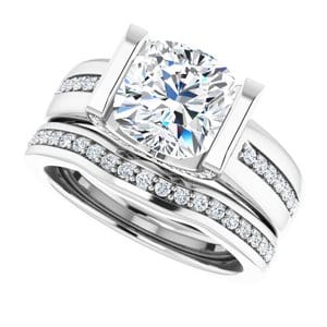 Rings 14K White  8 mm Cushion Engagement Ring Mounting