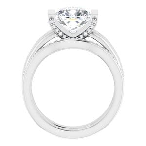 Rings 14K White  8 mm Cushion Engagement Ring Mounting