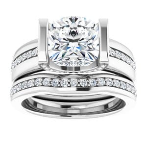 Rings 14K White  8 mm Cushion Engagement Ring Mounting