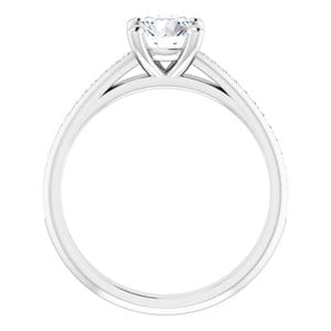 Rings 14K White 6.5 mm Round 1/8 CTW Natural Diamond Semi-Set Engagement Ring