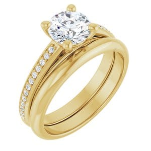 Rings 14K Yellow 6.5 mm Round Engagement Ring Mounting