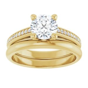 Rings 14K Yellow 6.5 mm Round Engagement Ring Mounting