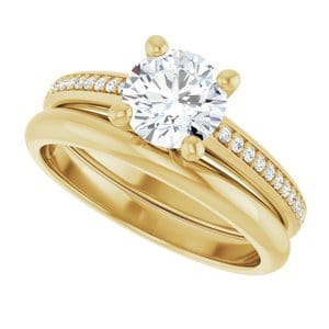 Rings 14K Yellow 6.5 mm Round Engagement Ring Mounting