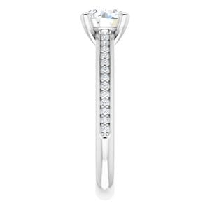 Rings 14K White 6.5 mm Round 1/8 CTW Natural Diamond Semi-Set Engagement Ring
