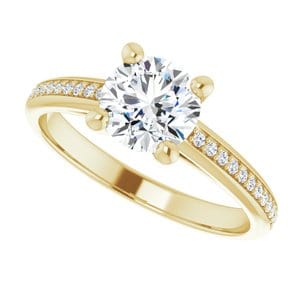Rings 14K Yellow 6.5 mm Round Engagement Ring Mounting