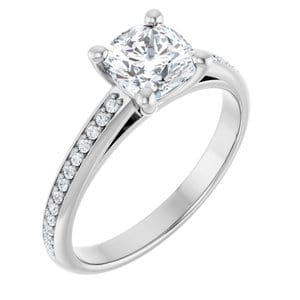 Rings 14K White 6 mm Cushion Engagement Ring Mounting