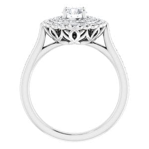 Rings 14K White 5.2 mm Round 1/2 CTW Natural Diamond Semi-Set Engagement Ring