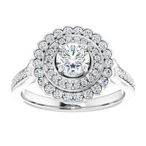 Rings 14K White 5.2 mm Round 1/2 CTW Natural Diamond Semi-Set Engagement Ring