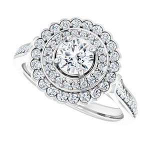 Rings 14K White 5.2 mm Round 1/2 CTW Natural Diamond Semi-Set Engagement Ring