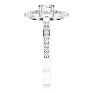 Rings 14K White 5.8 mm Round 1/3 CTW Natural Diamond Semi-Set Engagement Ring