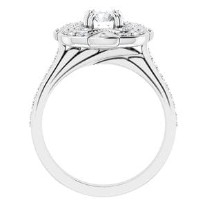 Rings 14K White 5.8 mm Round 1/3 CTW Natural Diamond Semi-Set Engagement Ring