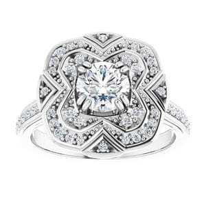 Rings 14K White 5.8 mm Round 1/3 CTW Natural Diamond Semi-Set Engagement Ring