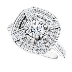 Rings 14K White 5.8 mm Round 3/4 CTW Natural Diamond Semi-Set Engagement Ring