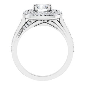 Rings 14K White 6.5 mm Round 1/2 CTW Natural Diamond Semi-Set Engagement Ring