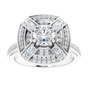 Rings 14K White 5.8 mm Round 3/4 CTW Natural Diamond Semi-Set Engagement Ring
