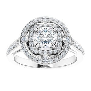 Rings 14K White 5.8 mm Round Vintage-Inspired Halo-Style Engagement Ring Mounting
