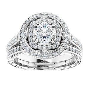 Rings 14K White 5.8 mm Round Vintage-Inspired Halo-Style Engagement Ring Mounting