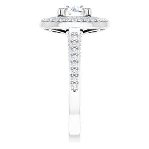 Rings 14K White 6.5 mm Round 1/2 CTW Natural Diamond Semi-Set Engagement Ring