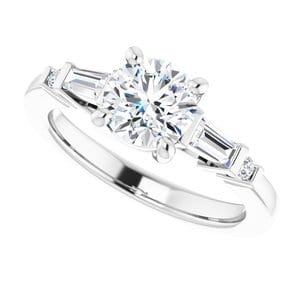 Rings 14K White  6.5 mm Round Engagement Ring Mounting