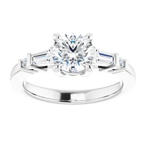 Rings 14K White  6.5 mm Round Engagement Ring Mounting