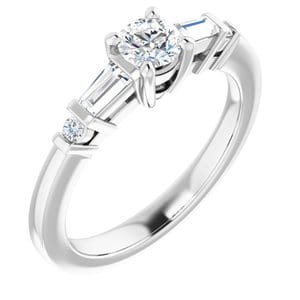 Rings 14K White  4.4 mm Round Engagement Ring Mounting