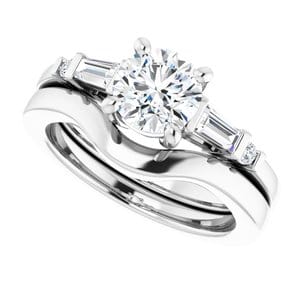 Rings 14K White  6.5 mm Round Engagement Ring Mounting