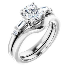 Rings 14K White  6.5 mm Round Engagement Ring Mounting