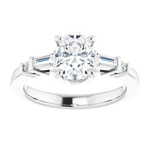 Rings 14K White  8x6 mm Oval Engagement Ring Mounting