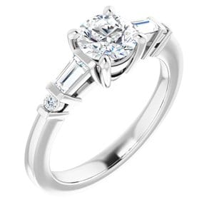 Rings Platinum  6 mm Round Engagement Ring Mounting