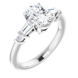 Rings 14K White  8x6 mm Oval Engagement Ring Mounting