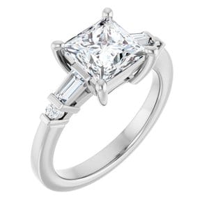 Rings 14K White  7 mm Square Engagement Ring Mounting