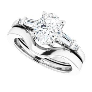 Rings 14K White  8x6 mm Oval Engagement Ring Mounting