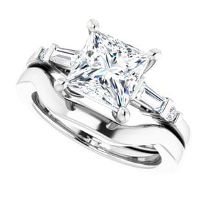 Rings 14K White  7 mm Square Engagement Ring Mounting