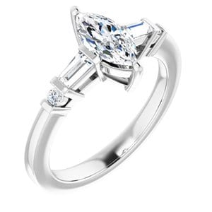Rings 14K White  9x4.5 mm Marquise Engagement Ring Mounting