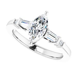 Rings 14K White  9x4.5 mm Marquise Engagement Ring Mounting