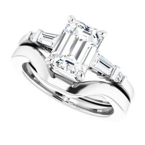Rings 14K White  8x6 mm Emerald Engagement Ring Mounting