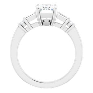 Rings 14K White  8x6 mm Emerald Engagement Ring Mounting