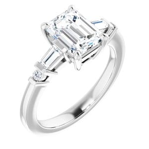 Rings 14K White  8x6 mm Emerald Engagement Ring Mounting