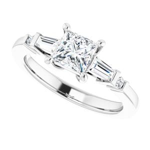 Sterling Silver  5 mm Square Engagement Ring Mounting