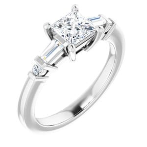 Sterling Silver  5 mm Square Engagement Ring Mounting