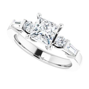 Rings 14K White  5.5 mm Square Engagement Ring Mounting